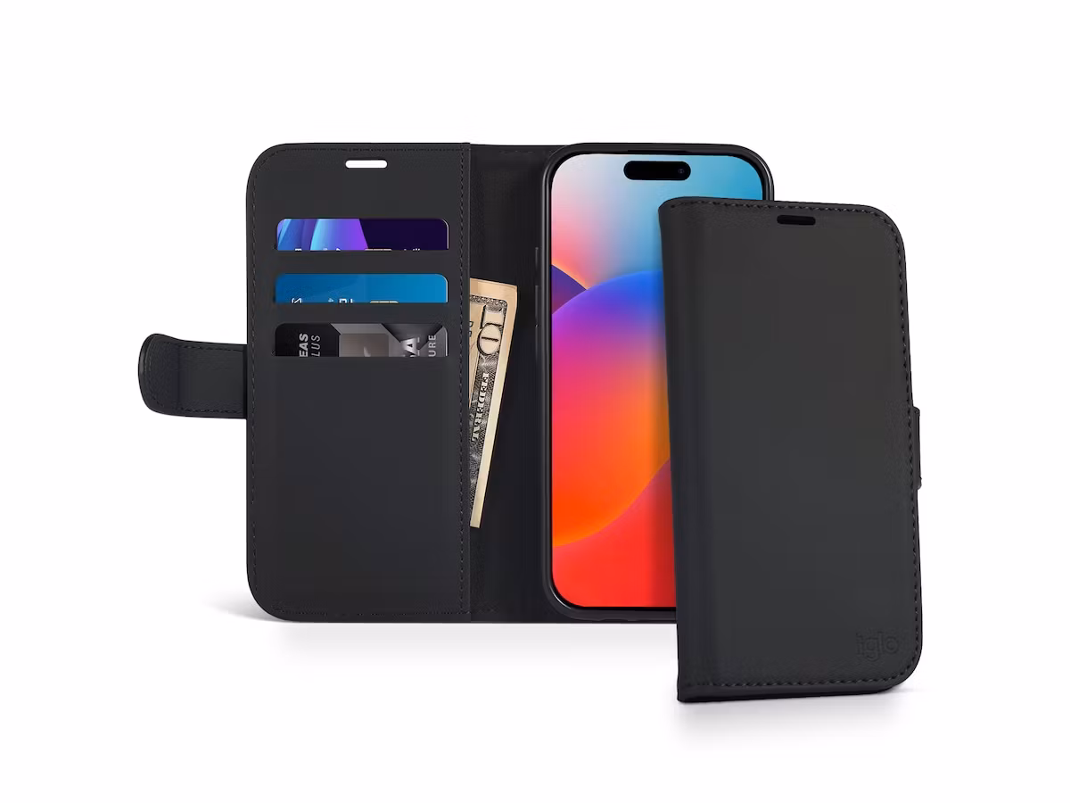 Lommebokdeksel iPhone 16 | PU | Sort