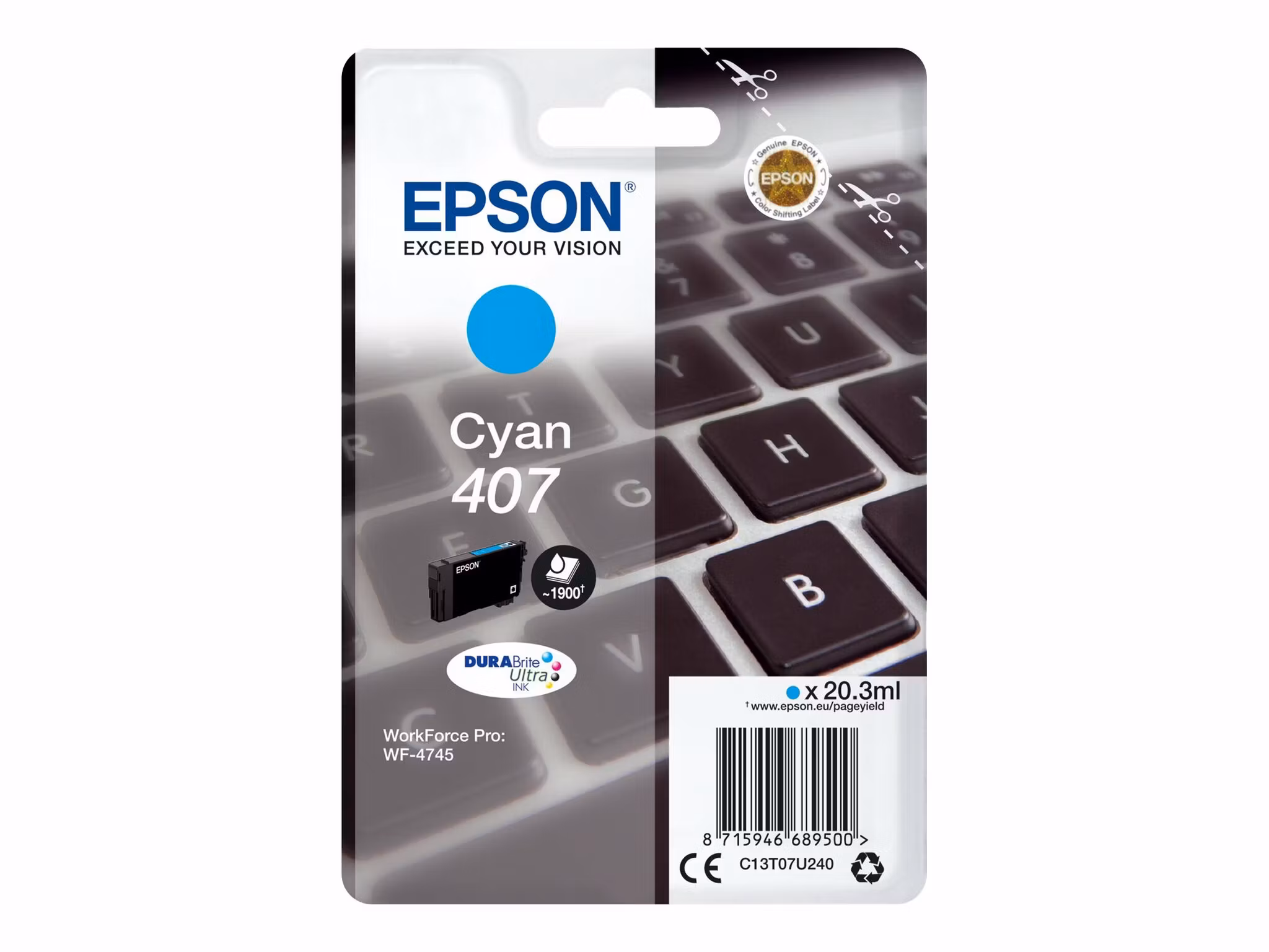 Epson 407 Cyan Blekkpatron