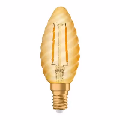 Osram Vintage 1906 LED E14 vridd Mignon filament gull / 2.5W 220lm - 824 ekstra varm hvit