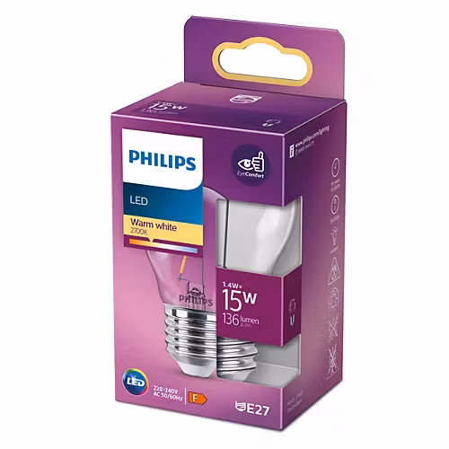 Philips LED Filament mignonpære Klar | 15W | P45 | E27