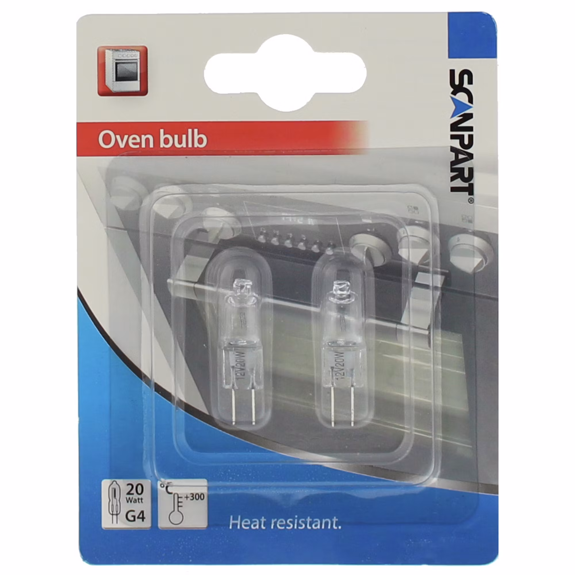 Scanpart Halogen Stekeovnspære G4 20W 12V 300° 2stk BL