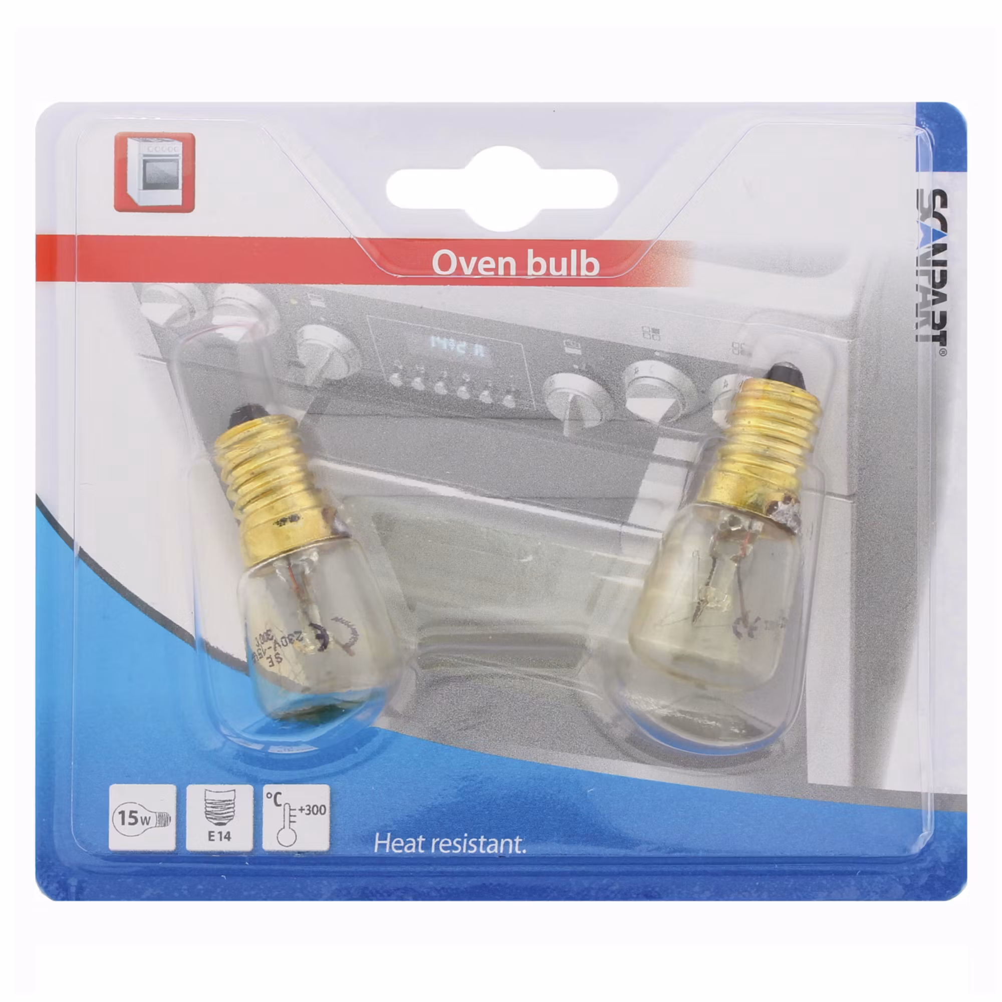 Scanpart Stekeovnspære E14 15W 300grader 2stk