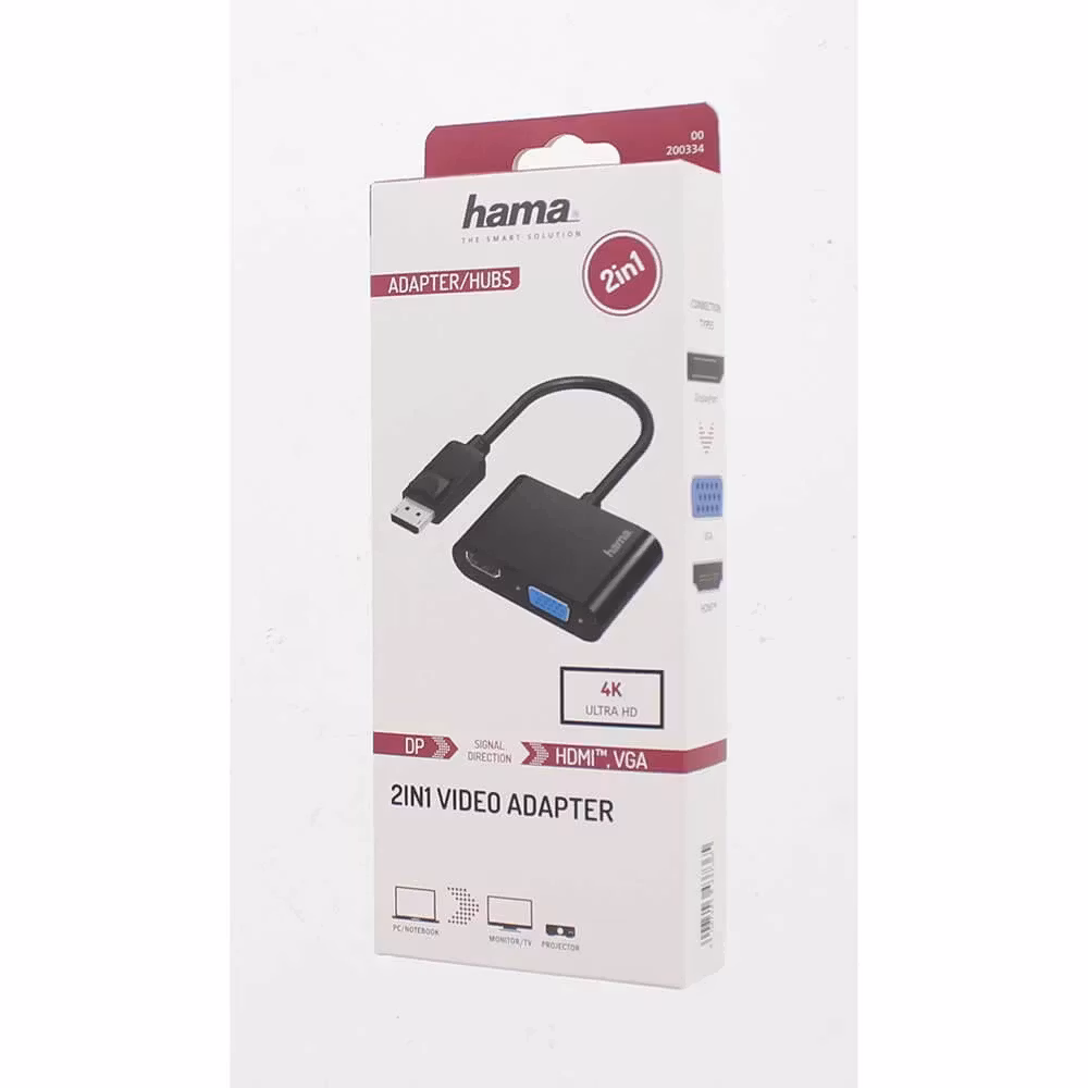 Hama Adapter Multimedia 2-i-1 DisplayPort-VGA/HDMI 4K