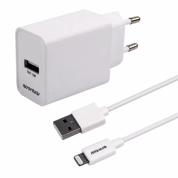 Vegglader 12W - USB-A inkl. 1m lightning kabel