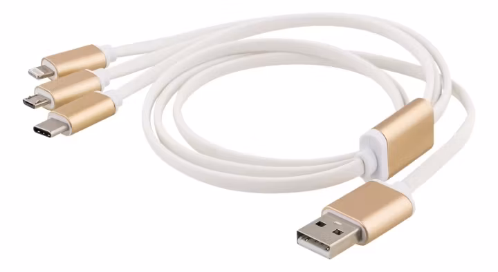 Multilader USB-A til USB-C, Lightning, Micro USB, 1m