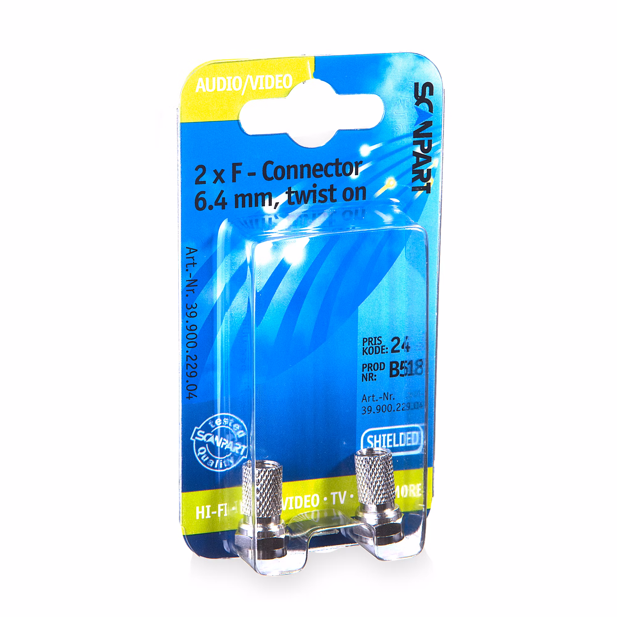 2 x F-connector 6.4mm twist-on