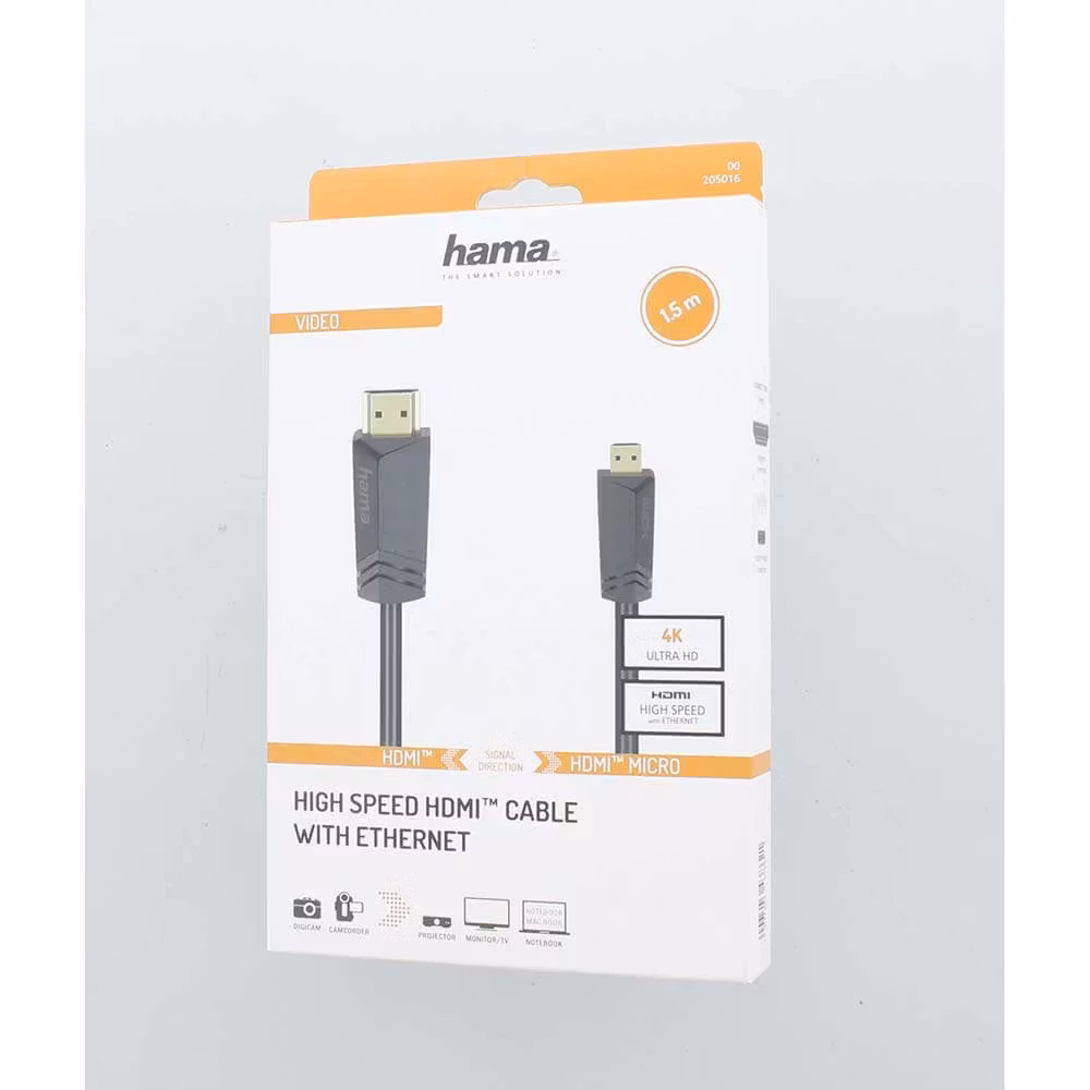 Hama Kabel HDMI High Speed Type A-D 4K 18 Gbit/s 1,5m Svart