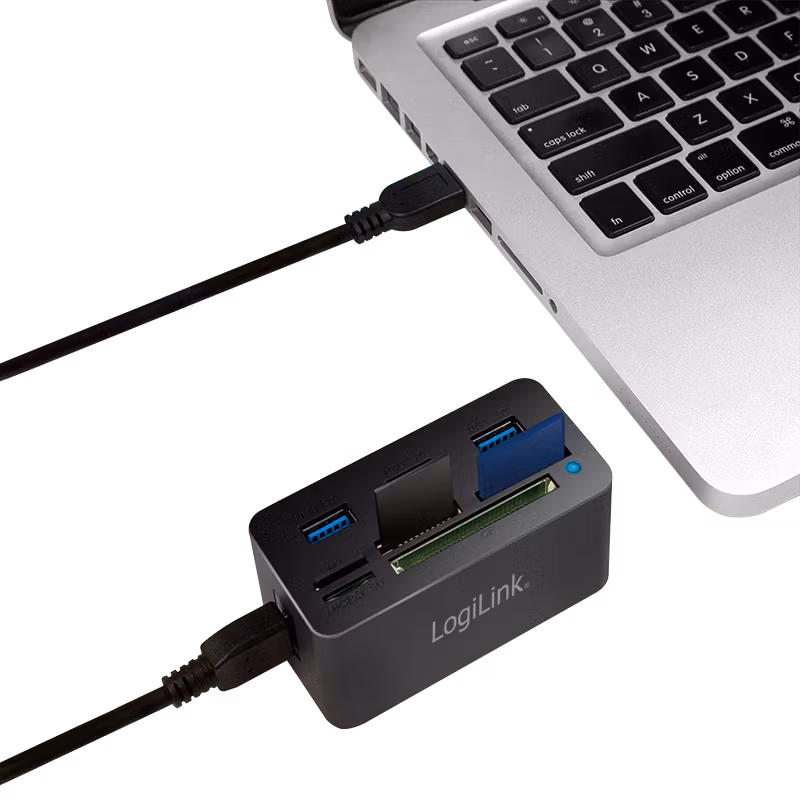 USB 3.0 Hub med alt-i-ett kortleser – Svart