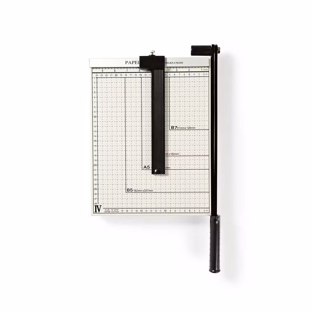 Papirkuttemaskin | 210 x 297 mm | Type kniv: Metal | Metall | Hvit / Sort