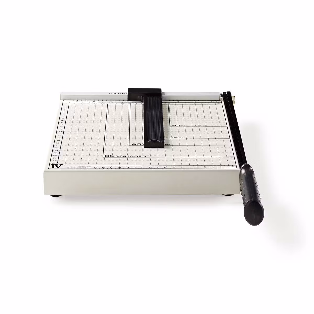 Papirkuttemaskin | 210 x 297 mm | Type kniv: Metal | Metall | Hvit / Sort