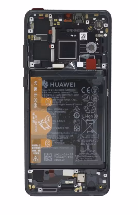 Svart LCD + Touch+ Ramme + Batteri til Huawei P30