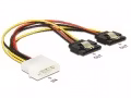 Strømkabel | 1x Molex 4pin til 2x SATA 15pin | Hann-Hunn (M-F) | 20cm
