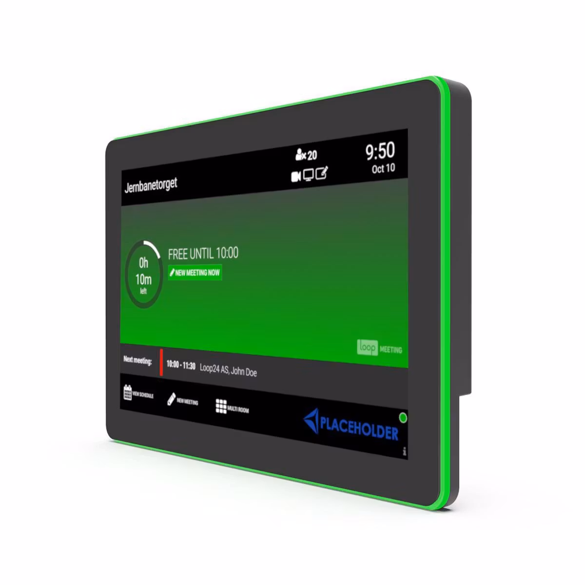 Loop24 LoopMeeting, 10,1" LED Room Booking Touch Panel (1280x800). LAN (POE), Wi-fi & Perpetual license (Lifetime, no annual cost) (LM1056T-LED)