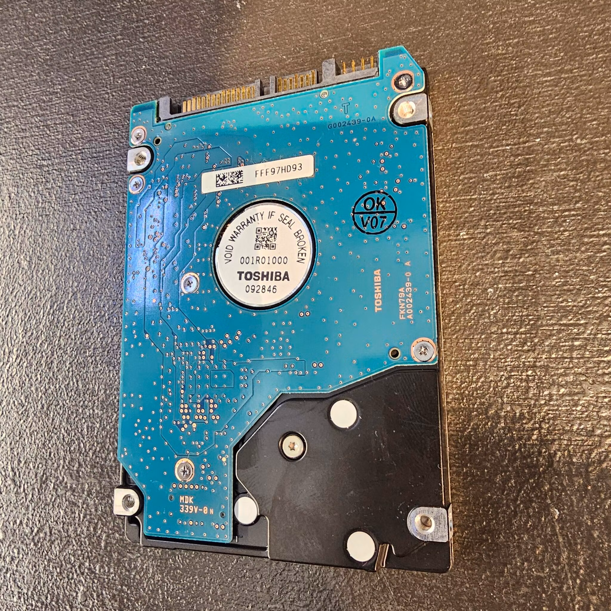 Defekt donordisk for reparasjoner - Toshiba MK3255GSX 320GB SATA HDD 2.5"
