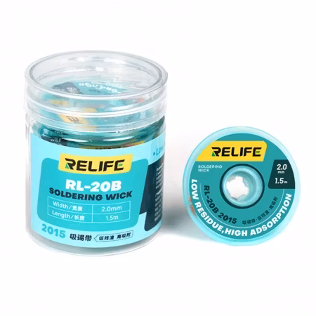 RELIFE RL-20B Loddelisse (Desoldering Wick) 2.0 mm 1.5 m | 5 stk