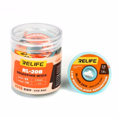 RELIFE RL-20B Loddelisse (Desoldering Wick) 2.5 mm 1.5 m | 5 stk