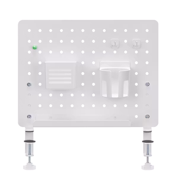 Pegboard-organisator med klemmefeste, 42 x 9,9 x 47,7 cm, hvit