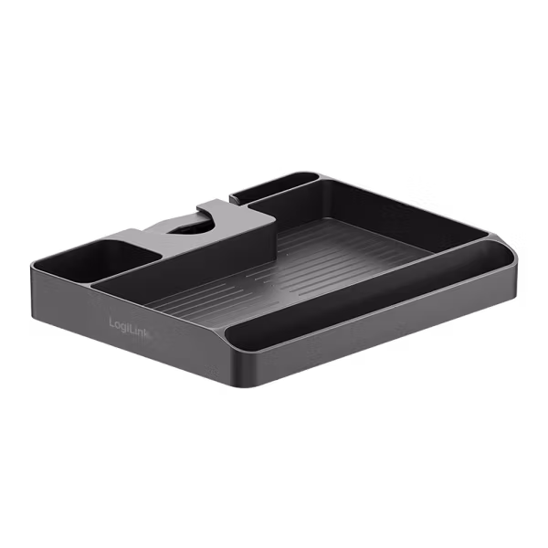 Stangmontert oppbevaringshylle, Ø 3–4,8 cm, opptil 3 kg, sort