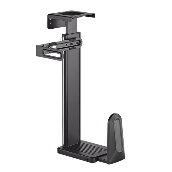 PC-holder for under-bord eller veggmontering, opptil 20 kg, svart