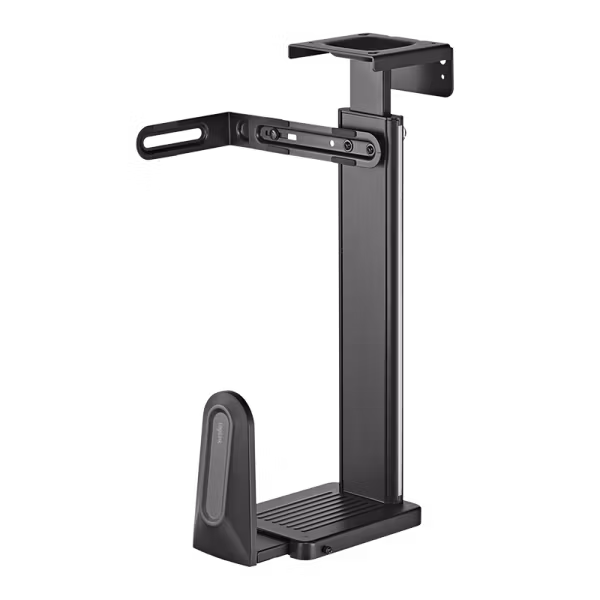 PC-holder for under-bord eller veggmontering, opptil 20 kg, svart
