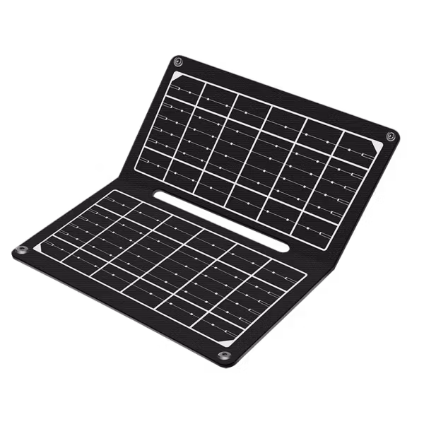 Sammenleggbart solcellepanel med powerbank-modul 7 W, IP65, USB-A