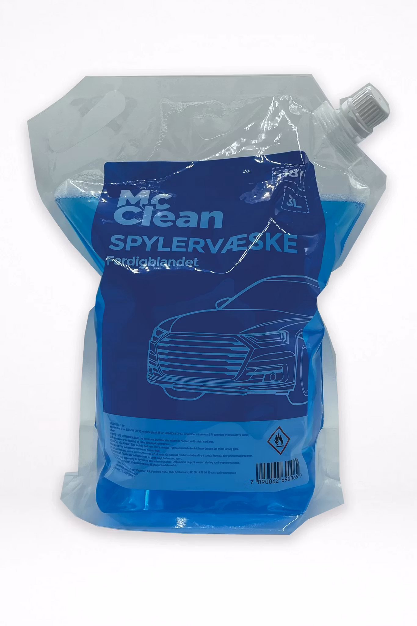 Spylervæske 3L pose -18 Ferdigblandet