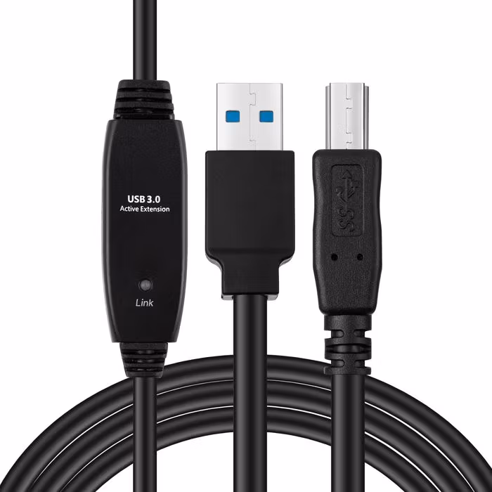 Aktiv USB 3.2 gen 1, A (M) - B (M),  7m, Sort