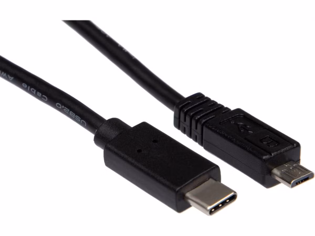 USB-C til USB Micro-B kabel 1 m, sort