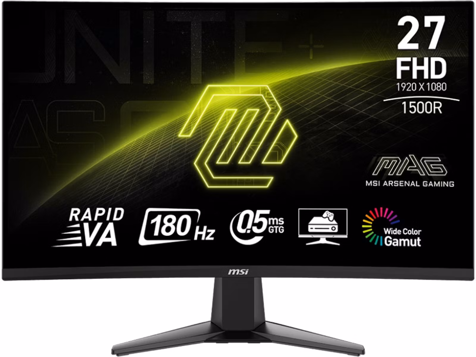 MSI 27" Curved gamingskjerm 1920x1080, 180Hz, 0,5ms, 2X HDMI/DP