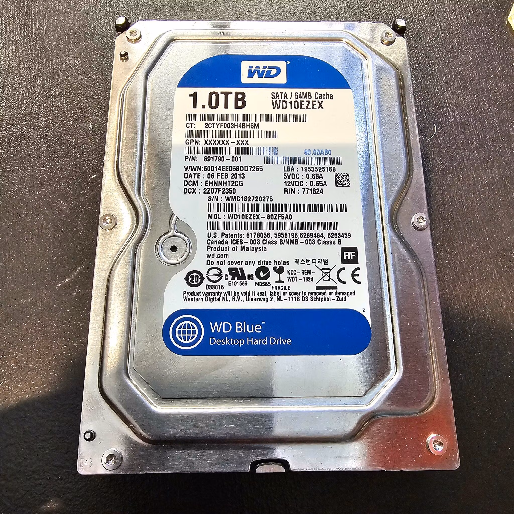 Defekt donordisk for reparasjoner - WD 1TB SATA DISK 64MB cache WD10EZEX