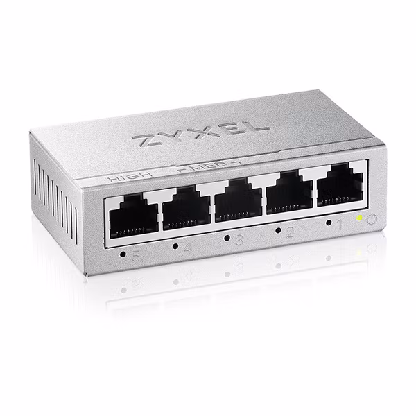 Zyxel 5-port switch - klar til bruk rett ut av esken, ingen konfigurering