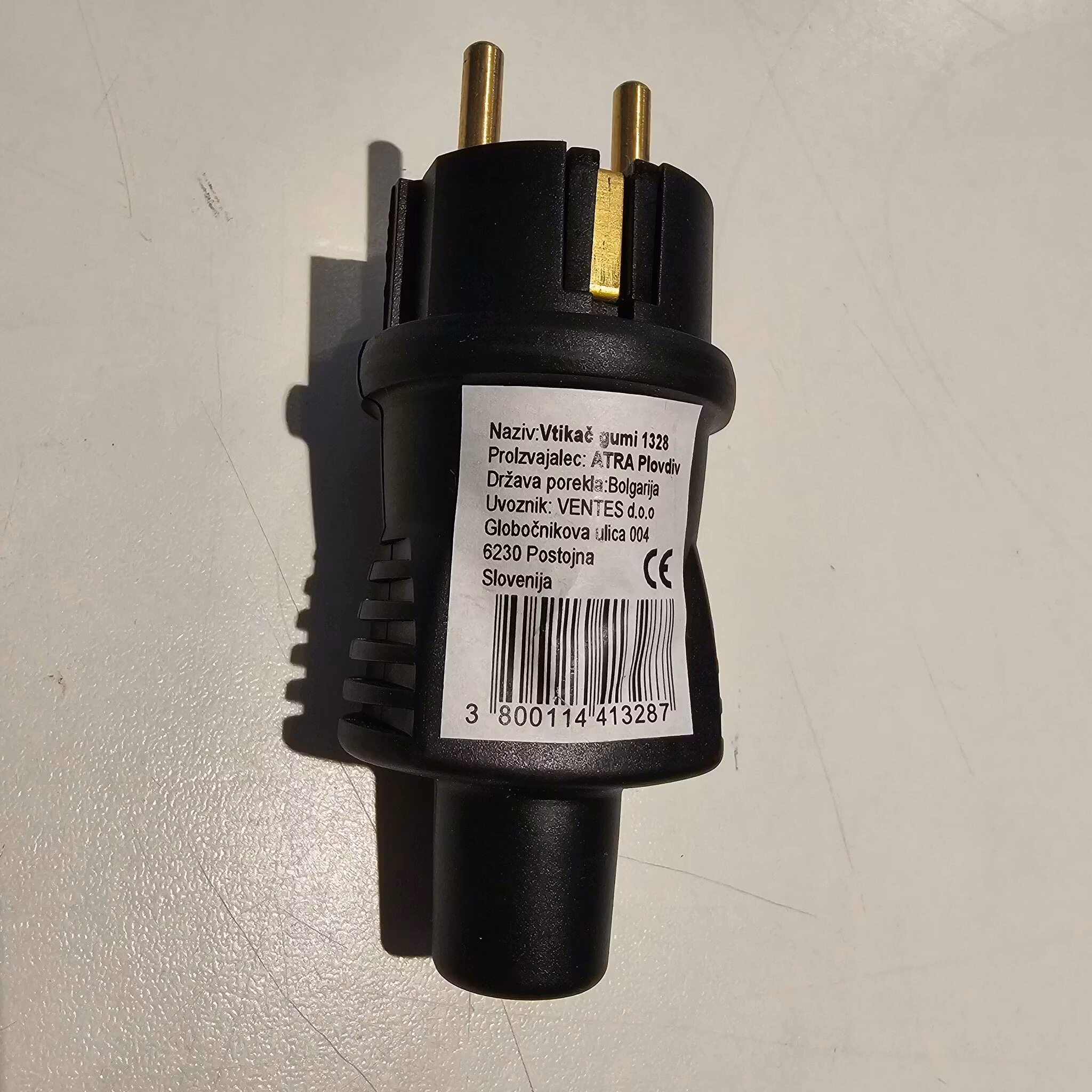 Schuko jordet støpsel han sort 220V IP44