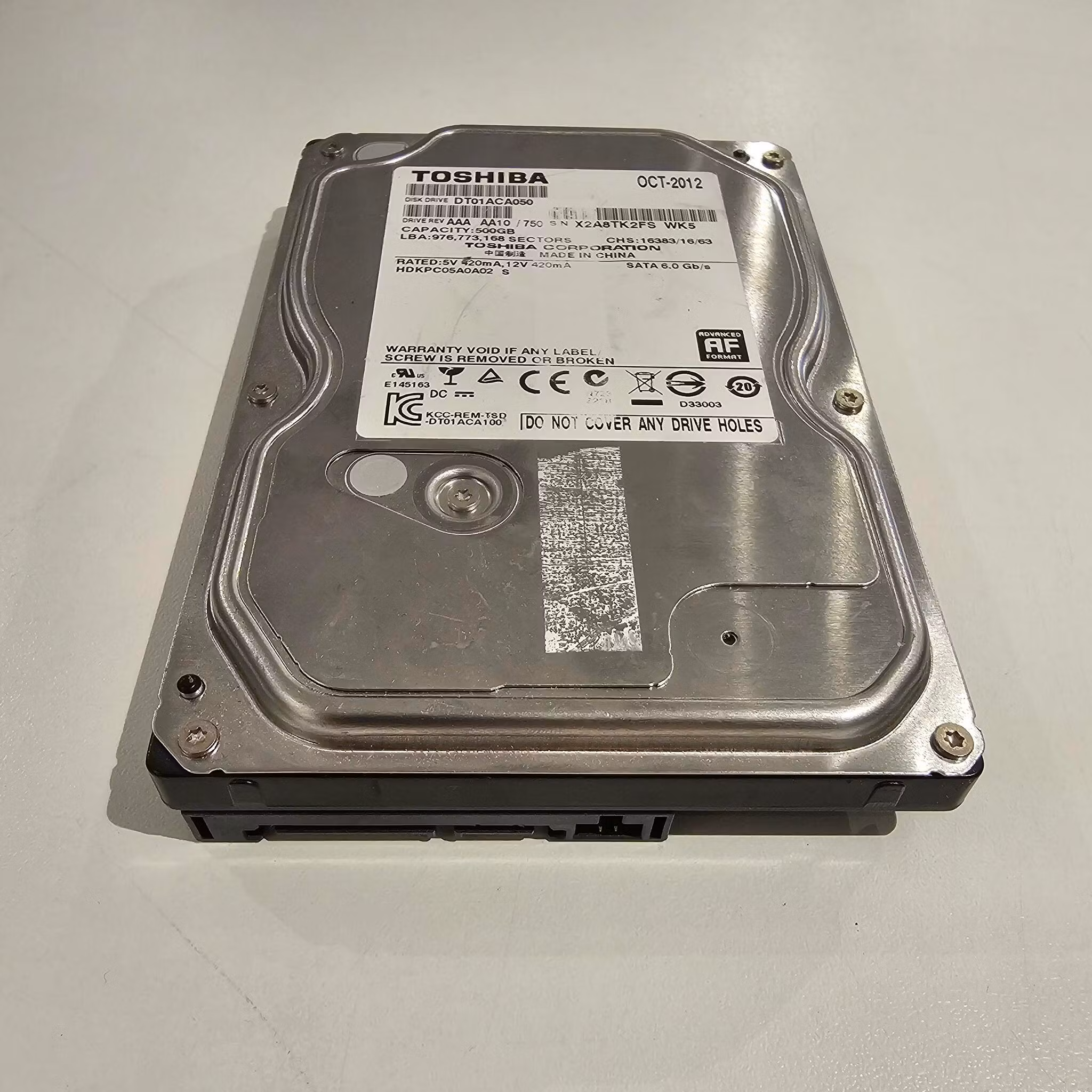 TOSHIBA DT01ACA050 500GB SATA 3,5" hdd