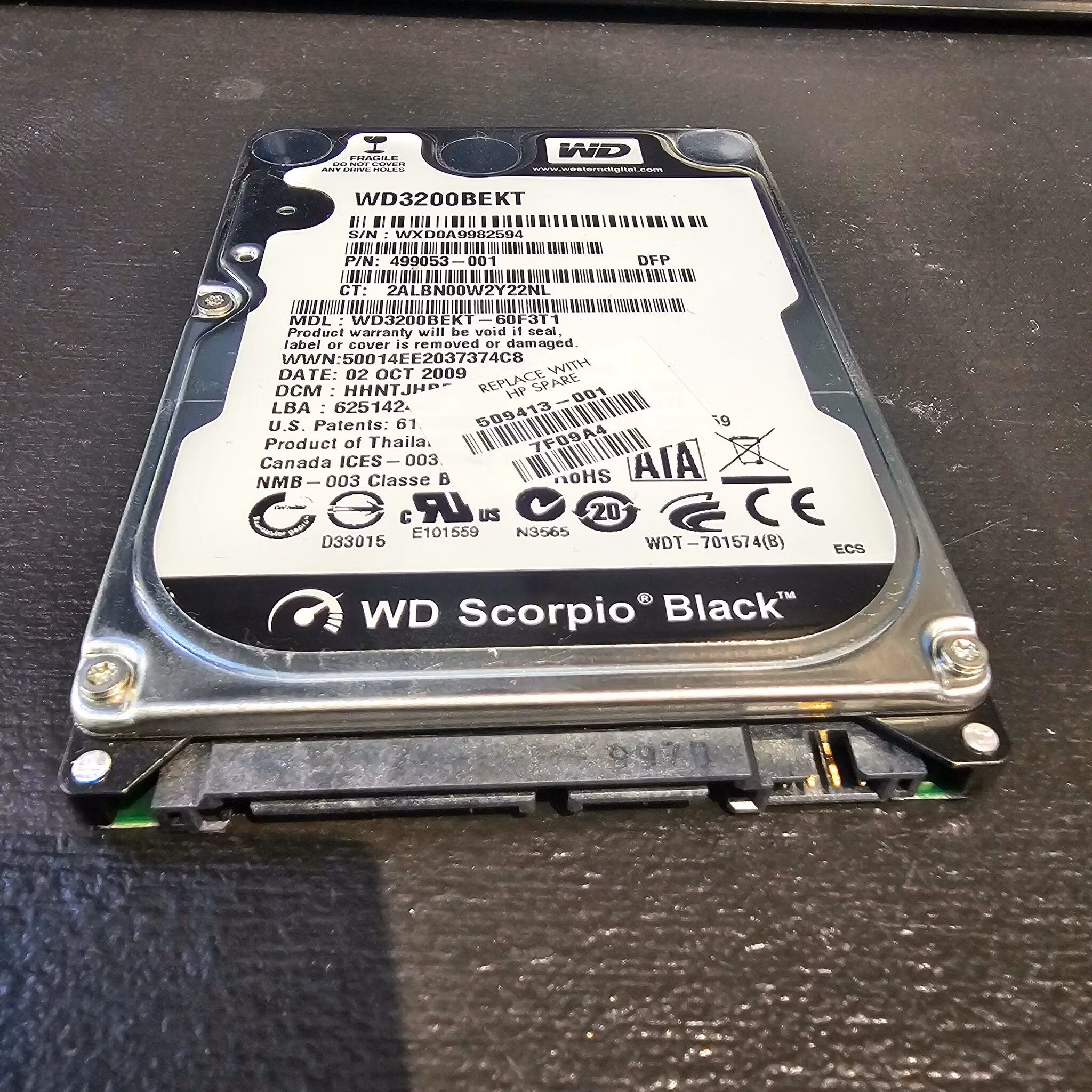 Western Digital Scorpio Black WD3200BEKT 320GB SATA Hard Drive