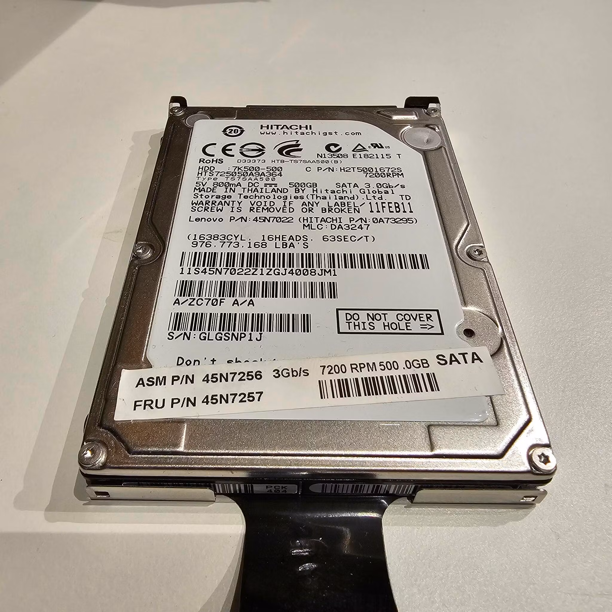 Hitachi 500GB 7200RPM 2.5" SATA HTS725050A9A364