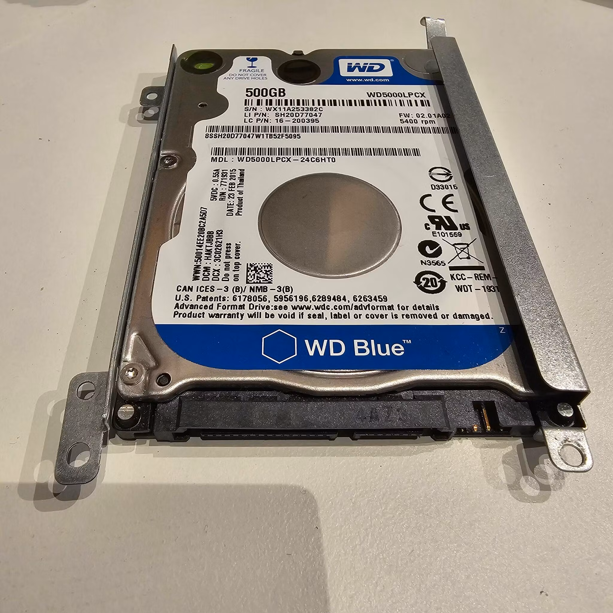 WD Blue 500GB 2.5" harddisk WD5000LPCX