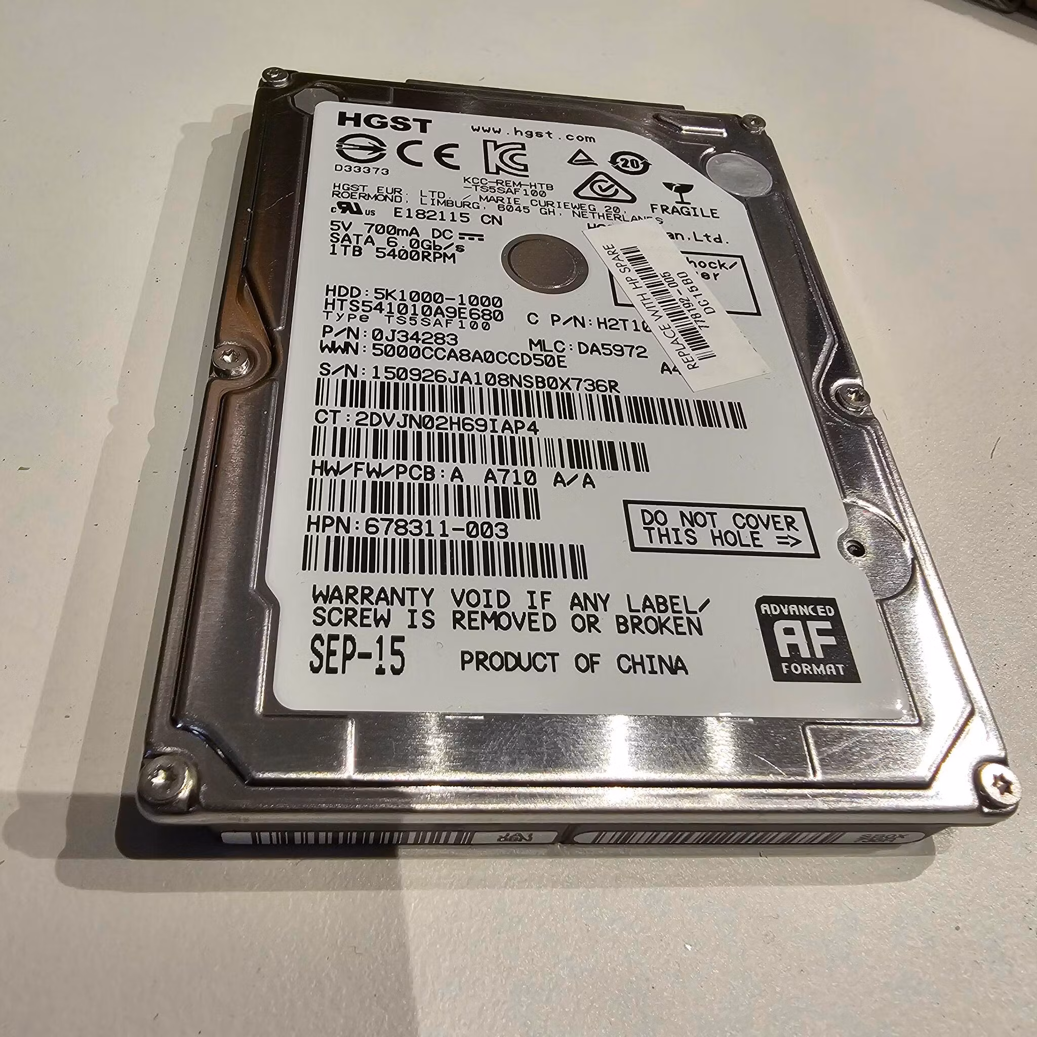 HGST 1TB 2.5" Harddisk HTS541010A9E680