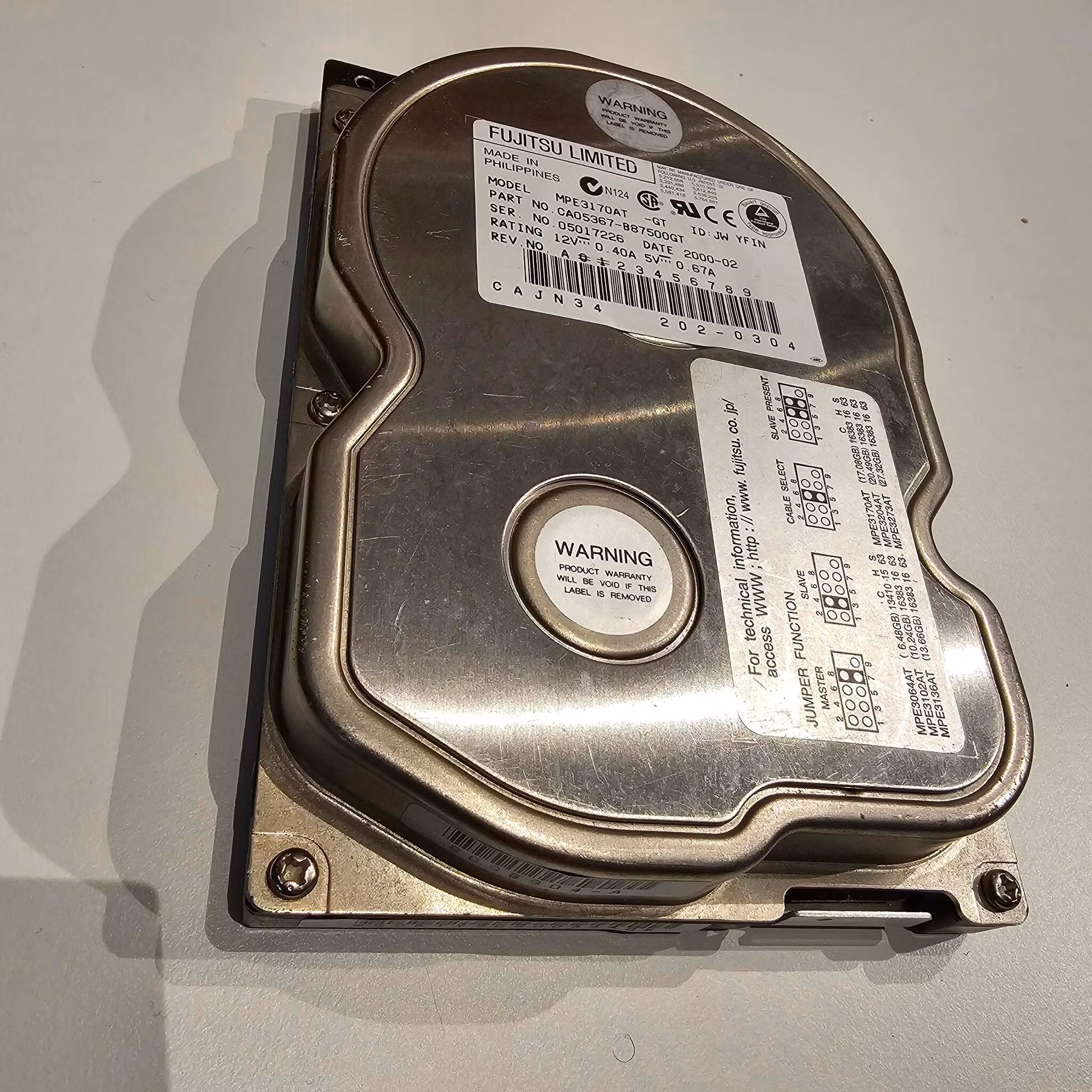 Defekt donordisk for reparasjoner - Fuitsu MPE3170AT