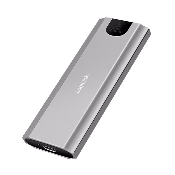 Hard drive enclosure, M.2 NVMe (PCIe) SSDs, USB 3.2, Gen 2, up to 10 Gbit/s, USB-A+C, silver