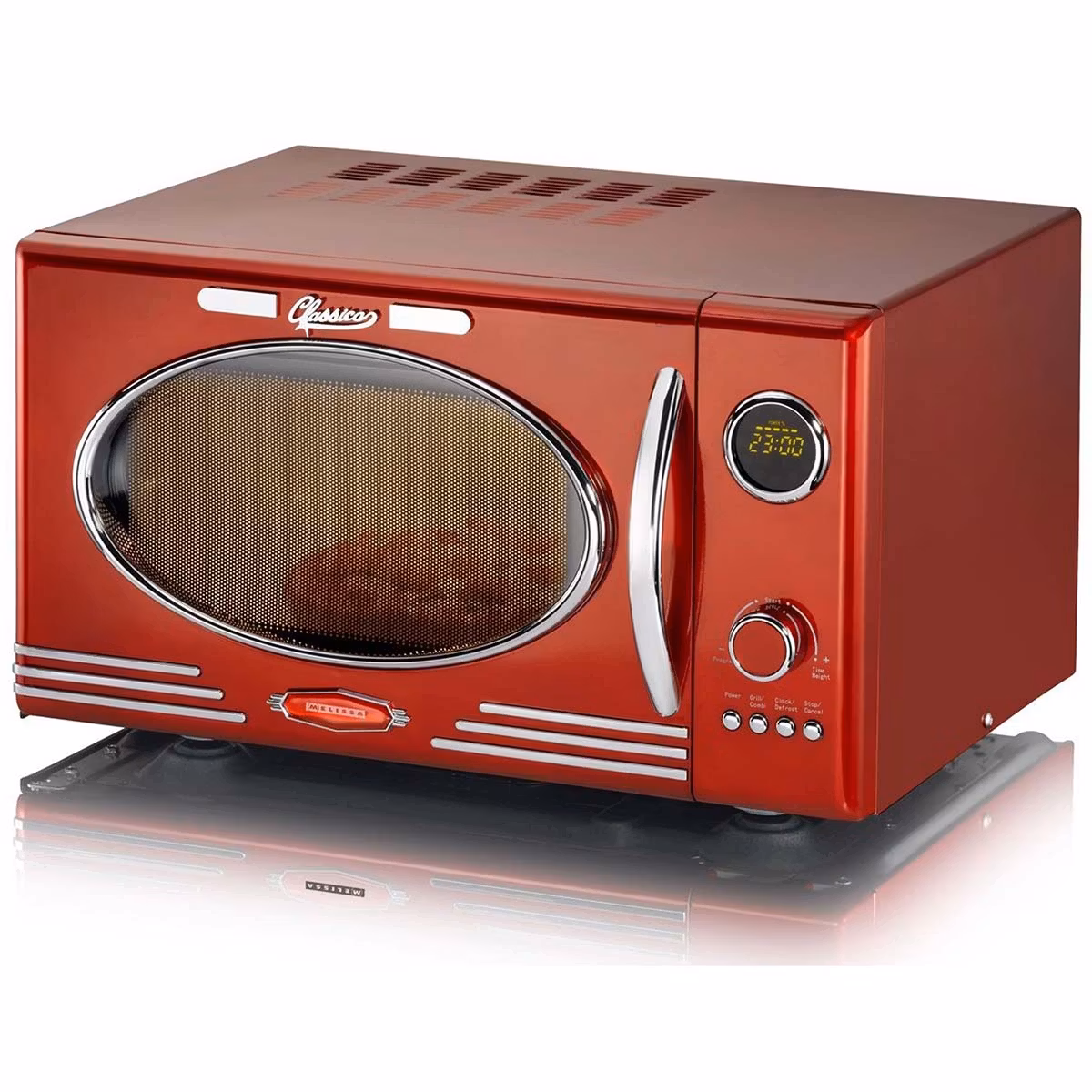 Mikrobølgeovn elektronisk grill 23L 800W Metallic Red