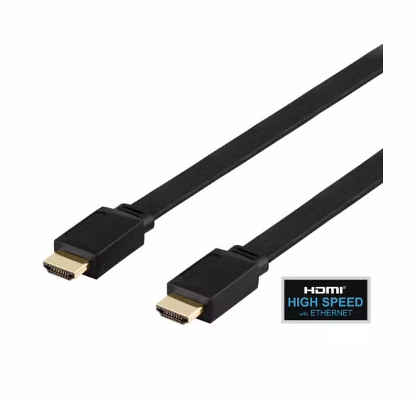 Flat High Speed HDMI cable with Ethernet, 3m, black