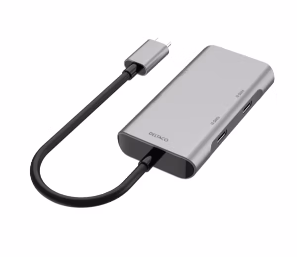 USB-C hub with 2x USB-C ports and 2x USB-A ports, 10 Gbit/s, space grey