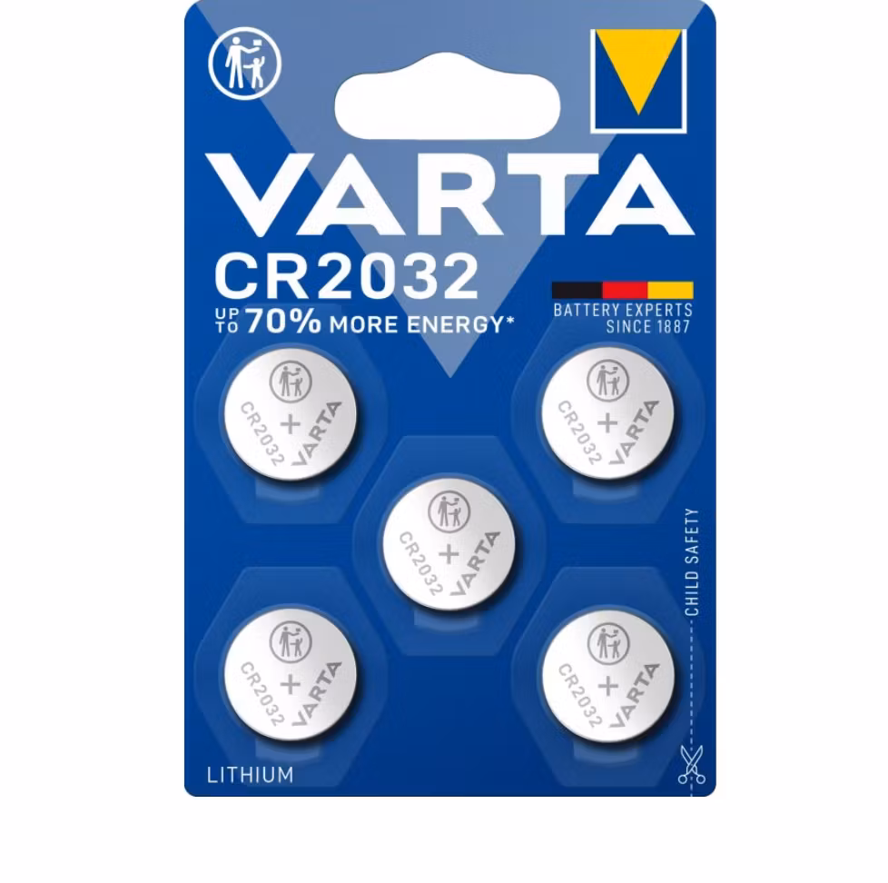 5stk CR2032 Knappcellebatteri 3V