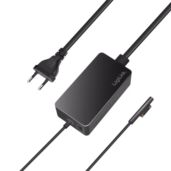 Surface laptop-lader, 65 W, USB-port, svart