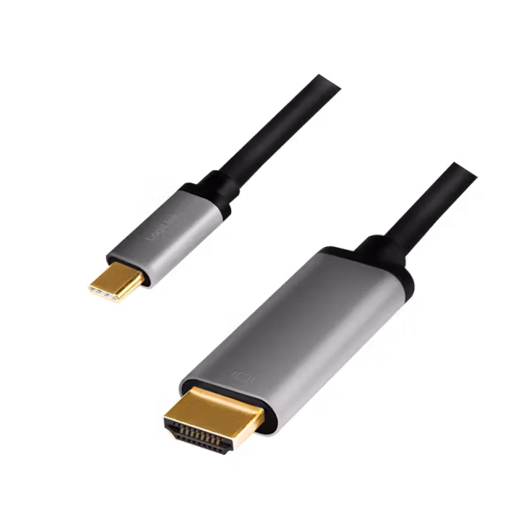 USB Type-C kabel C/M til HDMI/M – 4K, alu, svart/grå, 1,8 m