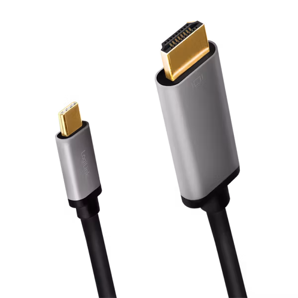USB Type-C kabel C/M til HDMI/M – 4K, alu, svart/grå, 1,8 m