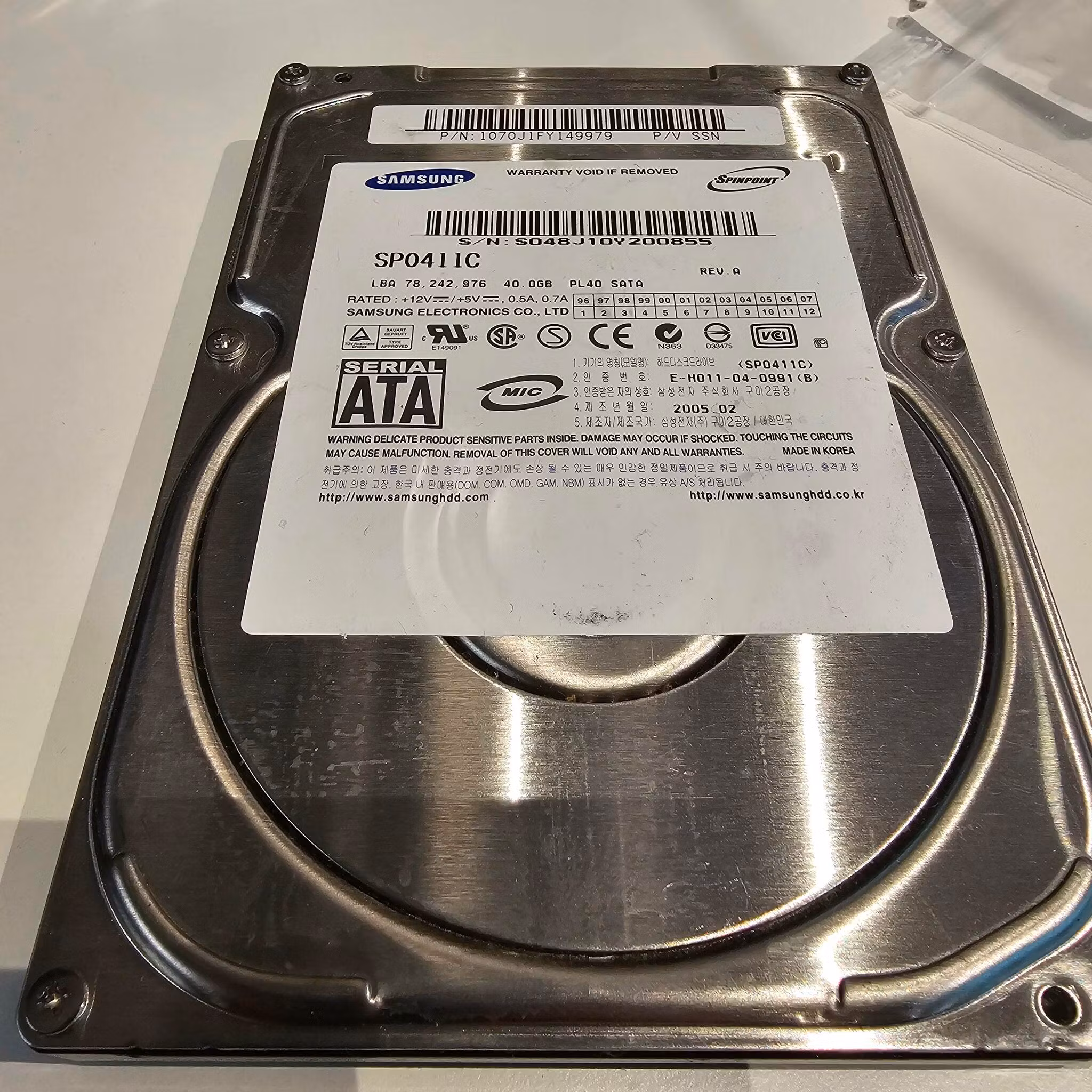 Samsung 40GB SATA HDD SP0411C