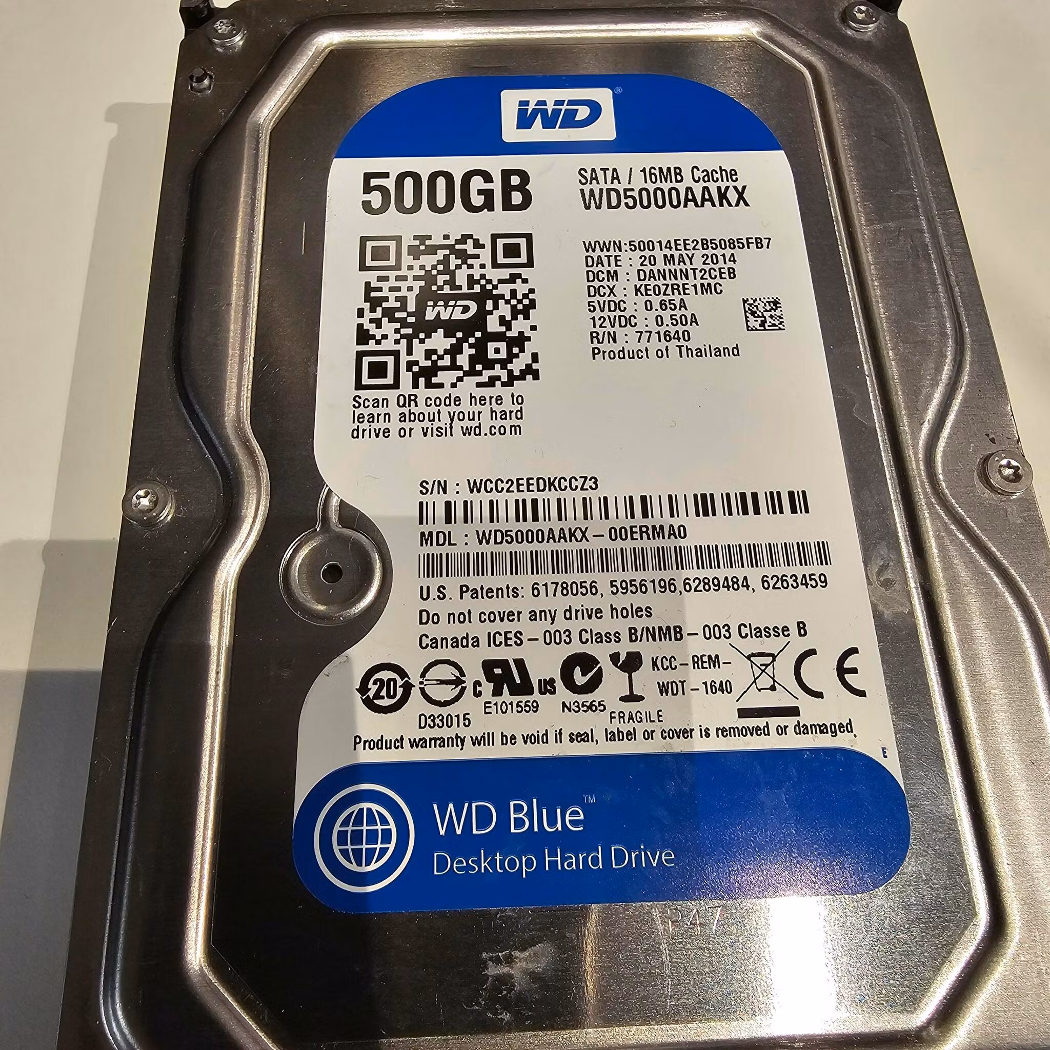Western digital SATA 500GB WD5000AAKX