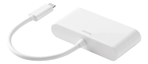 USB-C til HDMI/USB-A adapter, 4K 30Hz, USB-C PD 3.0, 100 W, hvit