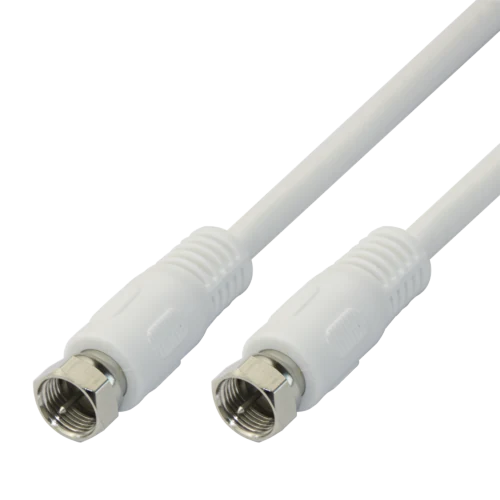 Antennekabel, F-kontakter, klasse A+, radio/TV/SAT/DATA, 10m, hvit